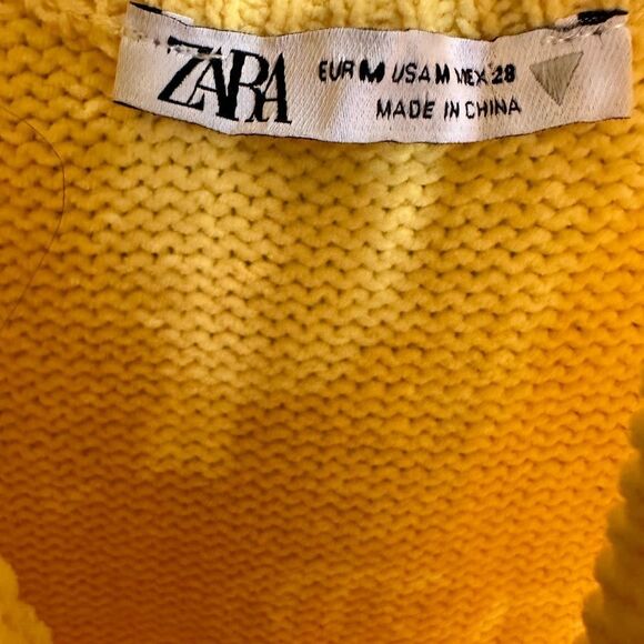 Zara yellow knit perforated mini dress - Picture 5 of 5